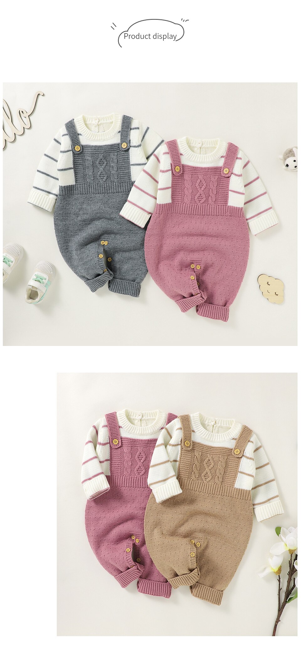 Bebek tulum &ouml;rme yenidoğan erkek kız uzun kollu tulumlar kıyafetler sonbahar kış rahat bebek Unisex giyim giysi 0-18m