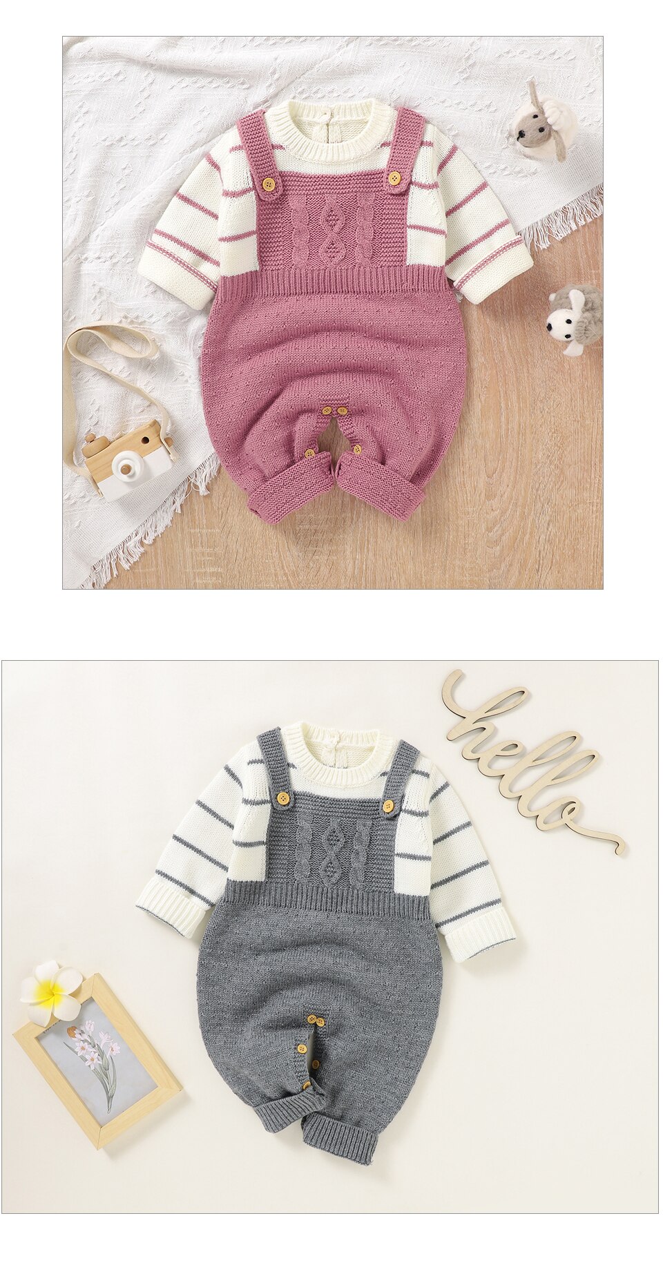 Bebek tulum &ouml;rme yenidoğan erkek kız uzun kollu tulumlar kıyafetler sonbahar kış rahat bebek Unisex giyim giysi 0-18m