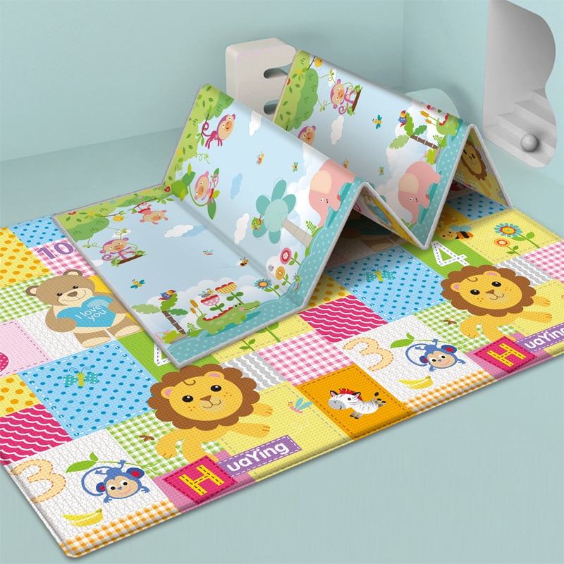 Baby Play Mat Foldable Children Carpet Double-Sided Cartoon Pattern Kids Room Carpet Educational Activity Surface Easy to Carry Baby Play Mat Foldable Children Carpet Double-Sided Cartoon Pattern Kids Room Carpet Educational Activity Surface Easy to Carry