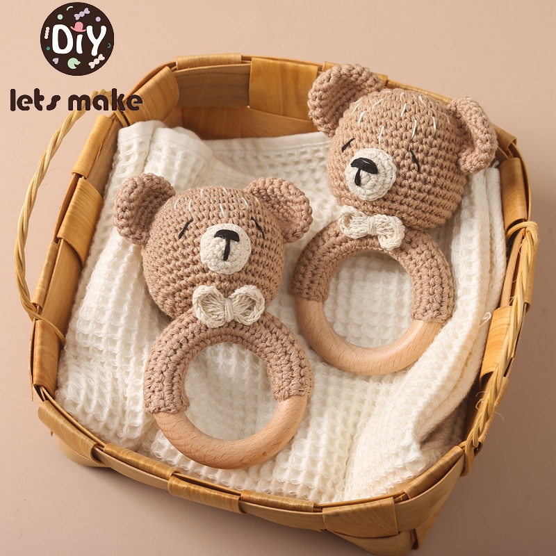 1PC Crochet Animal Bear Rattle Toy Soother Bracelet Wooden Teether Ring Baby Product Mobile Pram Crib Wooden Toys Newborn Gifts 1PC Crochet Animal Bear Rattle Toy Soother Bracelet Wooden Teether Ring Baby Product Mobile Pram Crib Wooden Toys Newborn Gifts