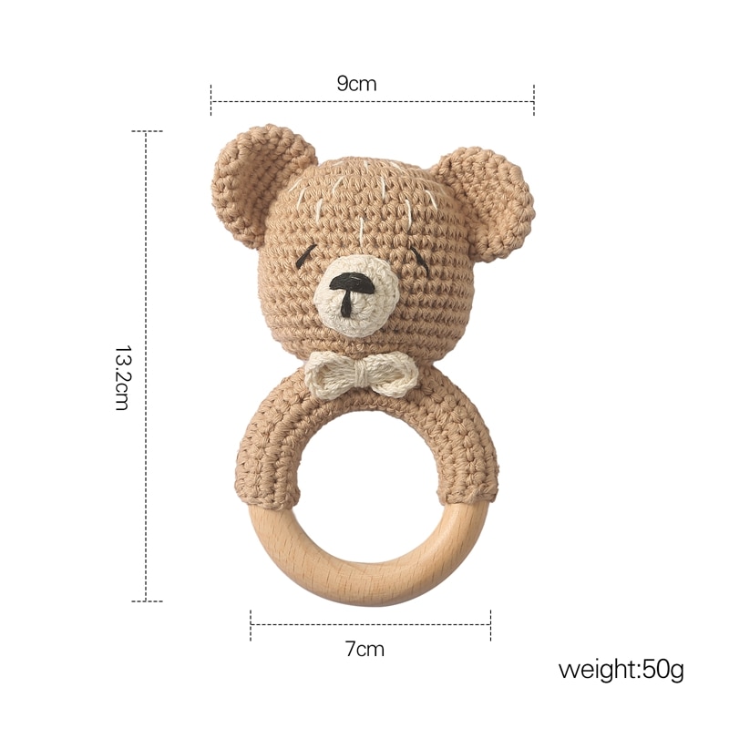 1PC Crochet Animal Bear Rattle Toy Soother Bracelet Wooden Teether Ring Baby Product Mobile Pram Crib Wooden Toys Newborn Gifts 1PC Crochet Animal Bear Rattle Toy Soother Bracelet Wooden Teether Ring Baby Product Mobile Pram Crib Wooden Toys Newborn Gifts