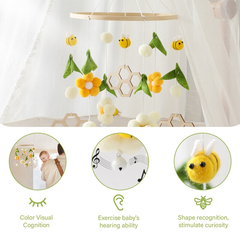 Baby Cribs Rattle Toys 0-12 Months Wooden Baby Mobile Newborn Bee Animal Shape Bed Bell Hanging Toys Bracket Baby Bed Toys Gifts Baby Cribs Rattle Toys 0-12 Months Wooden Baby Mobile Newborn Bee Animal Shape Bed Bell Hanging Toys Bracket Baby Bed Toys Gifts