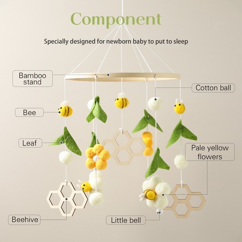 Baby Cribs Rattle Toys 0-12 Months Wooden Baby Mobile Newborn Bee Animal Shape Bed Bell Hanging Toys Bracket Baby Bed Toys Gifts Baby Cribs Rattle Toys 0-12 Months Wooden Baby Mobile Newborn Bee Animal Shape Bed Bell Hanging Toys Bracket Baby Bed Toys Gifts