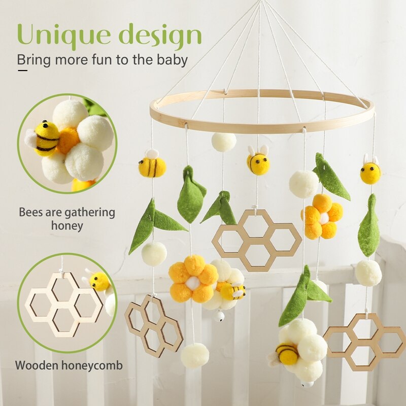 Baby Cribs Rattle Toys 0-12 Months Wooden Baby Mobile Newborn Bee Animal Shape Bed Bell Hanging Toys Bracket Baby Bed Toys Gifts Baby Cribs Rattle Toys 0-12 Months Wooden Baby Mobile Newborn Bee Animal Shape Bed Bell Hanging Toys Bracket Baby Bed Toys Gifts