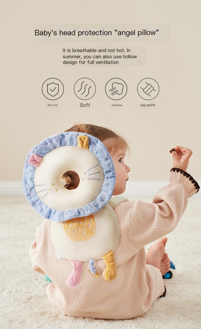 AIBEDILA Baby Head Protector Safety Pad Injured Cartoon Security Pillows Cushion Back Prevent Breathable Anti-drop Pillow 1-3T