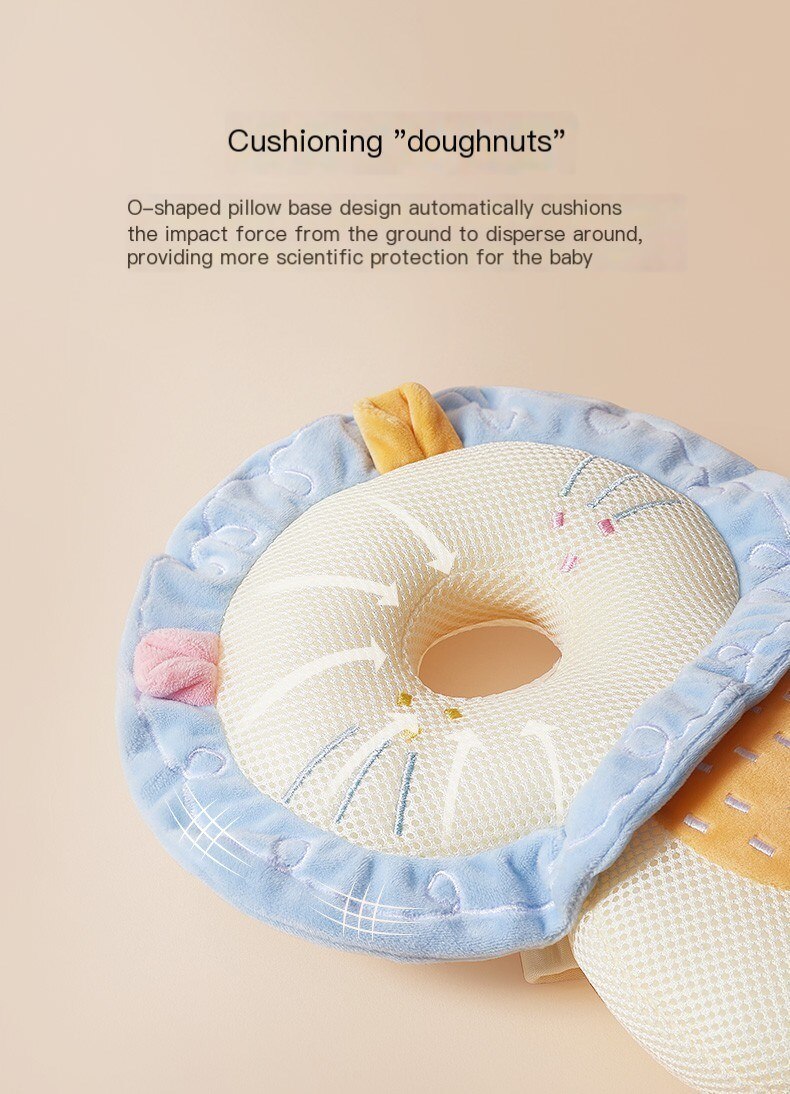 AIBEDILA Baby Head Protector Safety Pad Injured Cartoon Security Pillows Cushion Back Prevent Breathable Anti-drop Pillow 1-3T