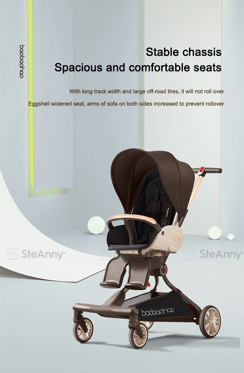 4-IN-1 Lightweight Stroller 360&deg; Rotating Prams 4-Wheels Newbron Carriage Portable Travel Pushcar Two-way Adjust Suit to 4age