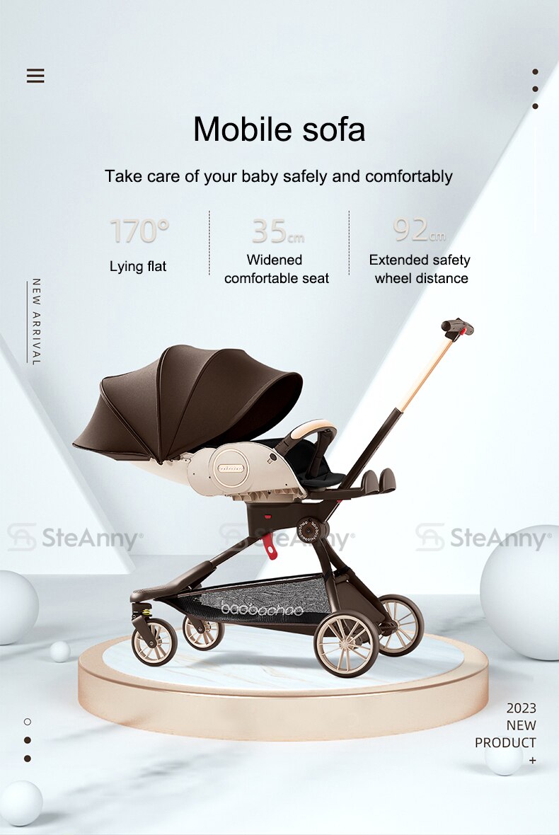 4-IN-1 Lightweight Stroller 360&deg; Rotating Prams 4-Wheels Newbron Carriage Portable Travel Pushcar Two-way Adjust Suit to 4age