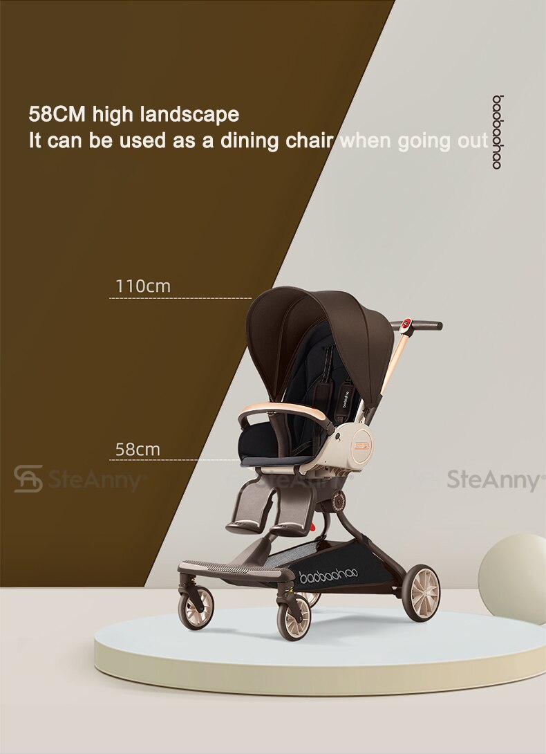 4-IN-1 Lightweight Stroller 360&deg; Rotating Prams 4-Wheels Newbron Carriage Portable Travel Pushcar Two-way Adjust Suit to 4age
