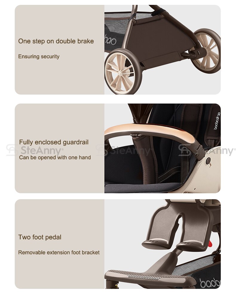 4-IN-1 Lightweight Stroller 360&deg; Rotating Prams 4-Wheels Newbron Carriage Portable Travel Pushcar Two-way Adjust Suit to 4age