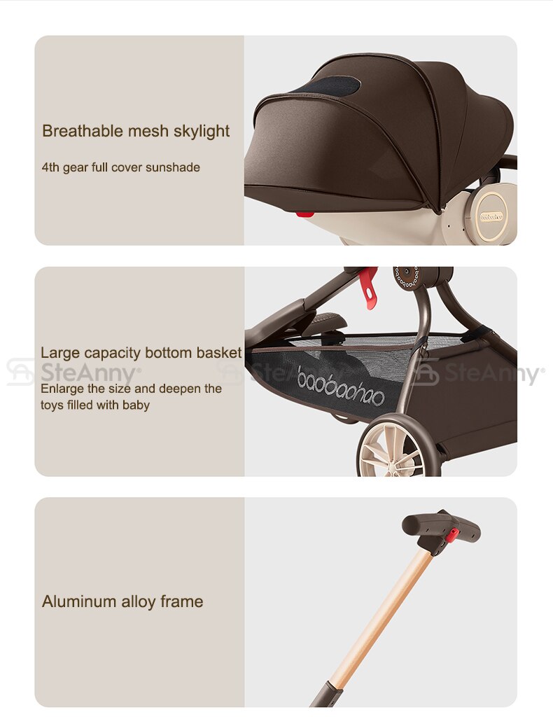 4-IN-1 Lightweight Stroller 360&deg; Rotating Prams 4-Wheels Newbron Carriage Portable Travel Pushcar Two-way Adjust Suit to 4age