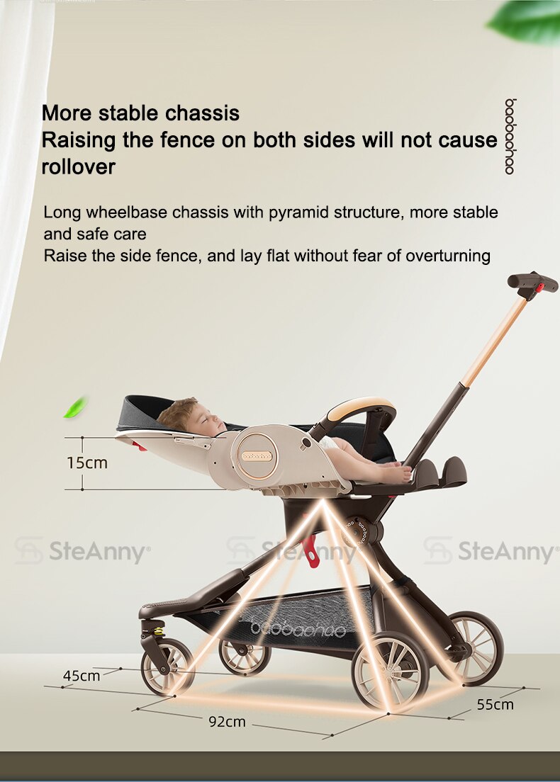 4-IN-1 Lightweight Stroller 360&deg; Rotating Prams 4-Wheels Newbron Carriage Portable Travel Pushcar Two-way Adjust Suit to 4age
