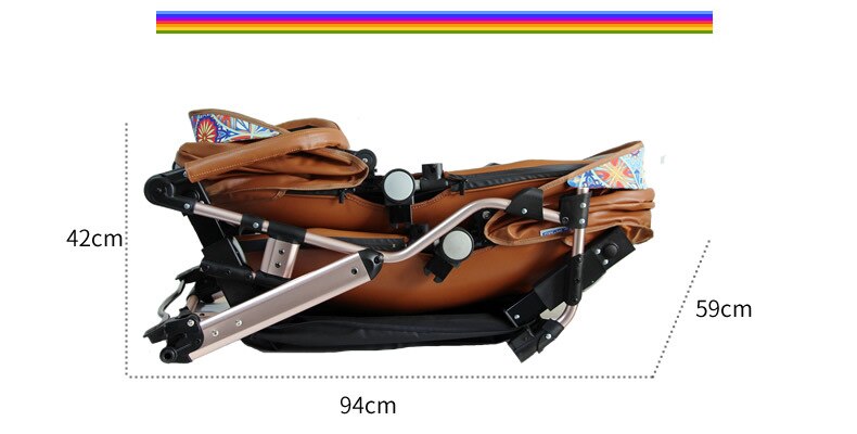Free Shipping 3in1 Luxury Twin Baby Stroller High Landscape Pram Folding Carriage PU Leather Pram