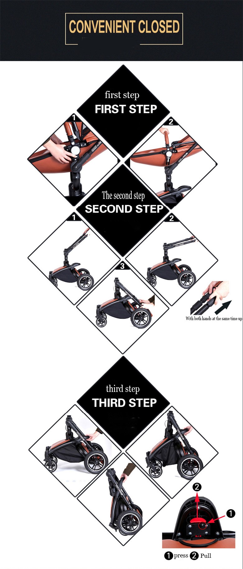 Fast & Free Shipping Aulon Baby Stroller 3 in 1 Free Duty High land-scape  Pram Fashion Carriage on used for New Born to age 4