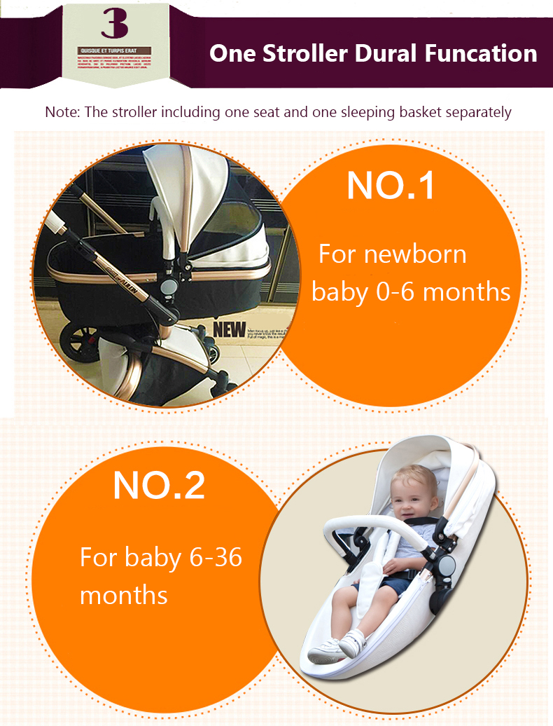 Fast & Free Shipping Aulon Baby Stroller 3 in 1 Free Duty High land-scape  Pram Fashion Carriage on used for New Born to age 4