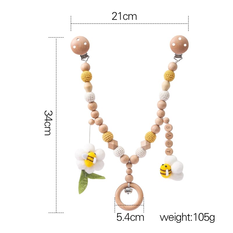 Let's Make Wooden Teether Baby Gym Stroller Hanging Pendant Toy Bee Shape Crochet Bead Bracelet Newborn Crib Mobile Rattle Toys Let's Make Wooden Teether Baby Gym Stroller Hanging Pendant Toy Bee Shape Crochet Bead Bracelet Newborn Crib Mobile Rattle Toys