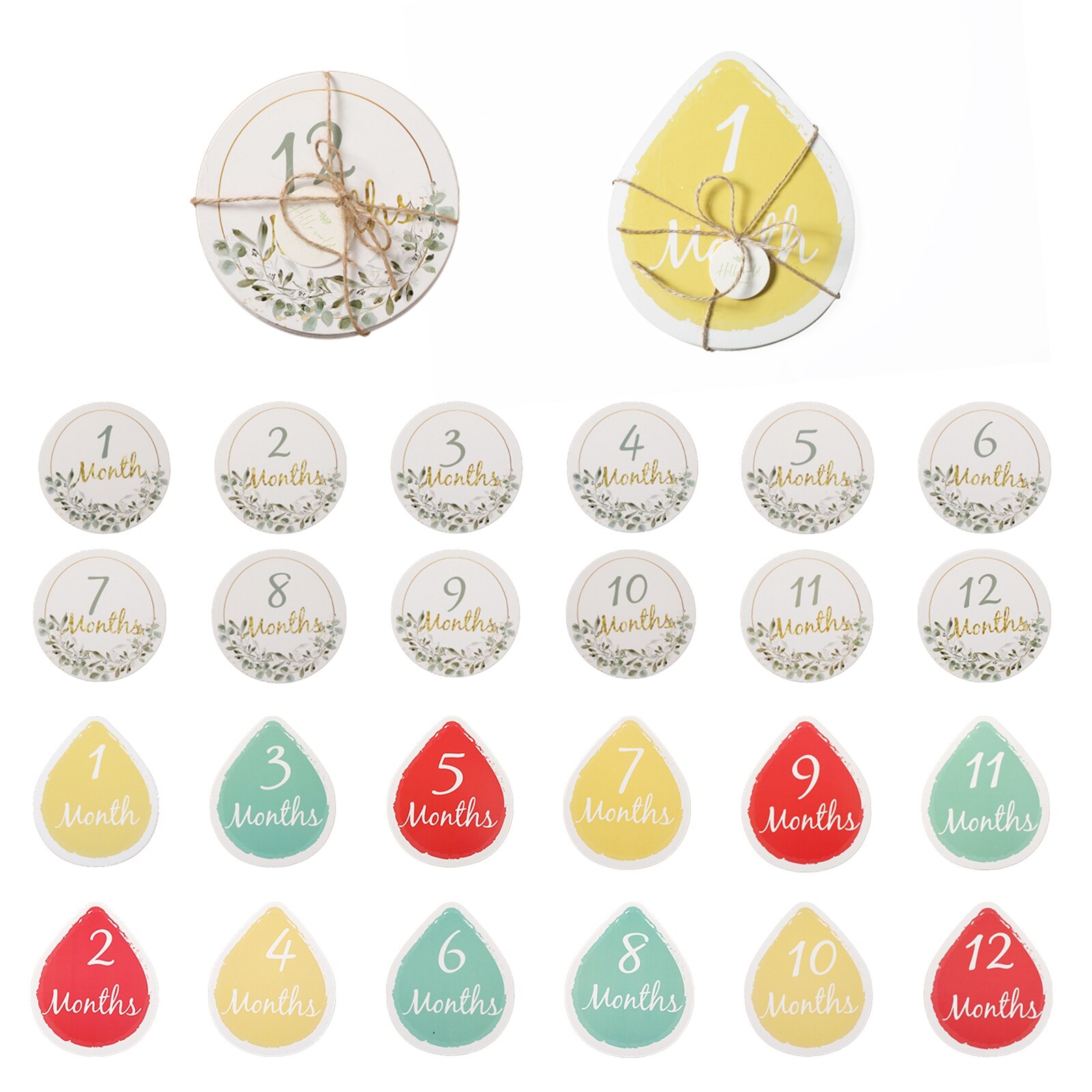 12pcs Baby Milestone Number Monthly Memorial Cards Newborn Baby Paper Wooden Engraved Age Photography Accessories Birthing Gift