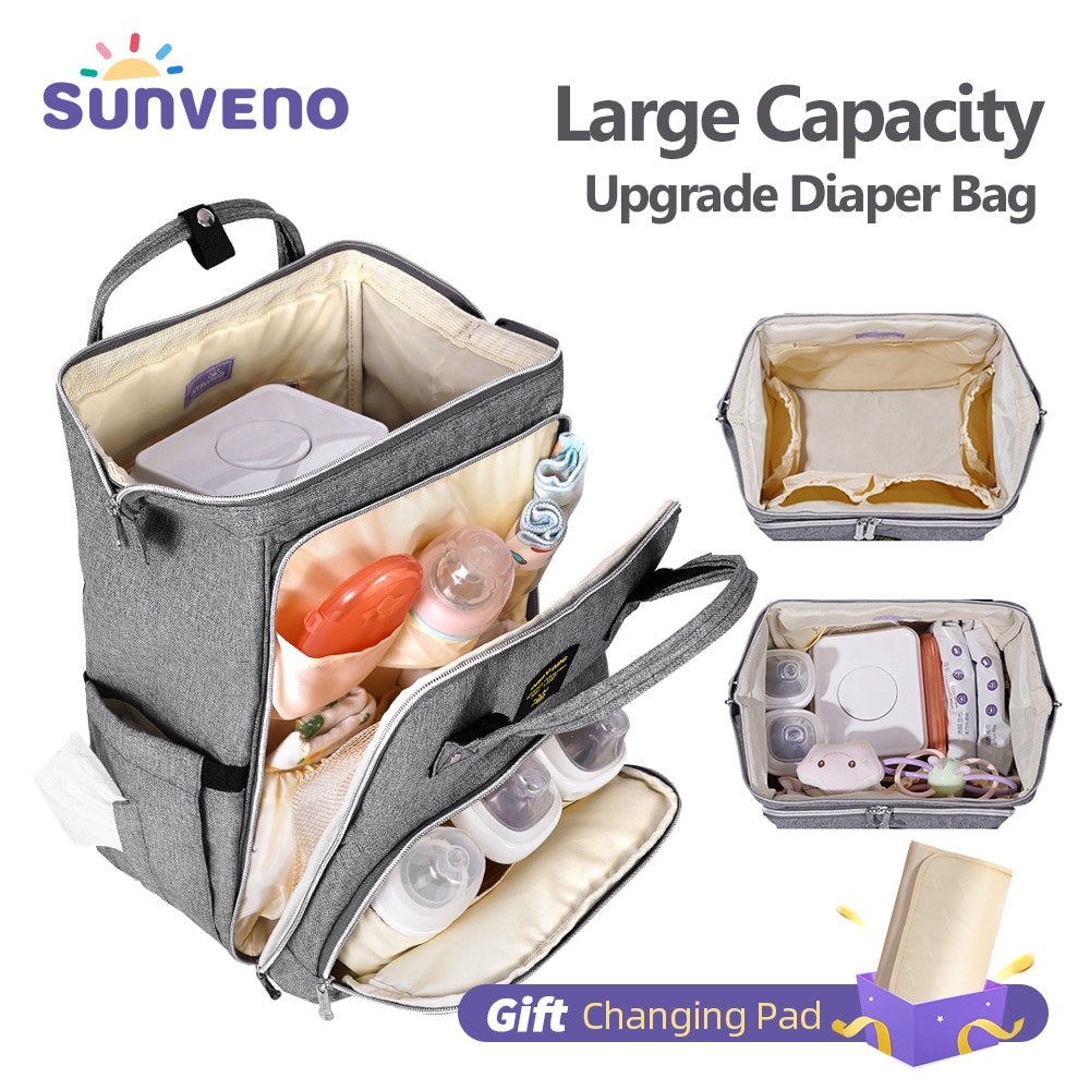 Sunveno Stylish Upgrade Diaper Bag Backpack Multifunction Travel BackPack Maternity Baby Changing Bags 20L Large Capacity Sunveno Stylish Upgrade Diaper Bag Backpack Multifunction Travel BackPack Maternity Baby Changing Bags 20L Large Capacity