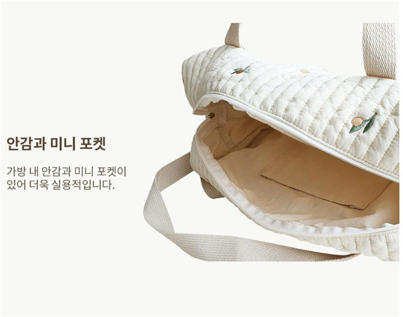 Korea Style Newborn Baby Care Diaper Bag Mummy Shoulder Bag Embroidery Quilted Stroller Diaper Storage Organizer Large Handbags