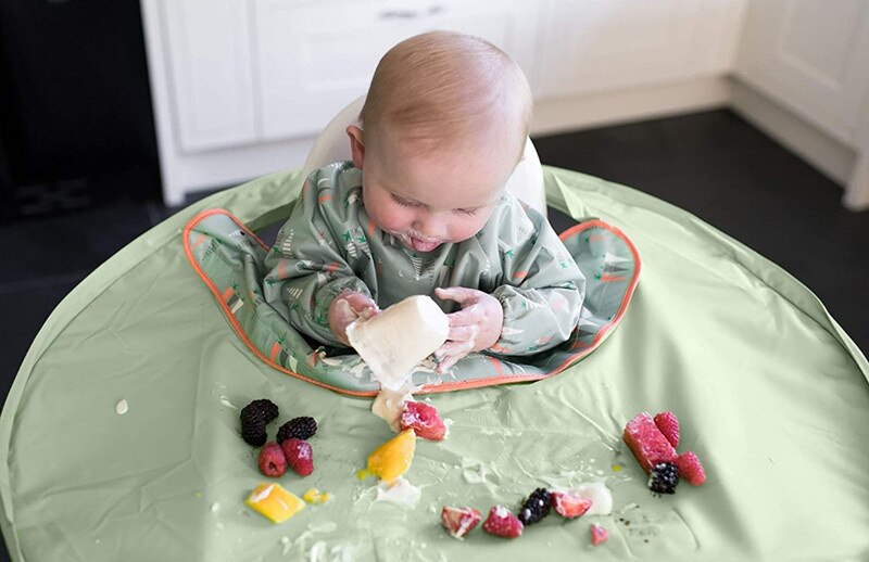 3in1 Baby Bib Table Cover Dining Chair Gown Waterproof Saliva Towel Burp Apron Food Feeding towel Gown/tray/storage bag