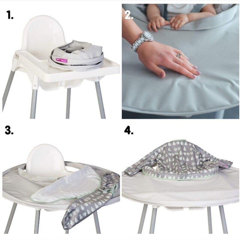 3in1 Baby Bib Table Cover Dining Chair Gown Waterproof Saliva Towel Burp Apron Food Feeding towel Gown/tray/storage bag