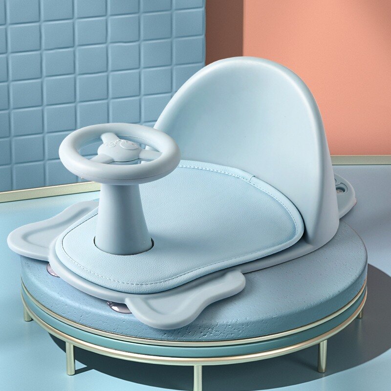 Baby Bath Seat Can Sit/Lie Down Newborn Non-slip Round Bathtub Seat with Non-Slip Soft Mat Universal Safety Support Bath Chair