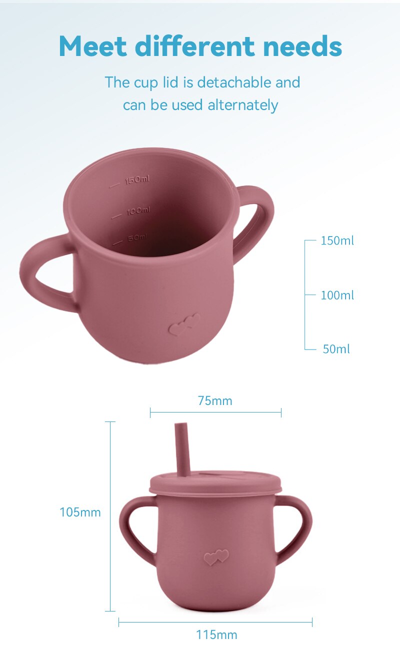 4/6/8 PCS Baby Soft Silicone Sucker Bowl Plate Cup Bibs Spoon Fork Sets Non-slip Tableware Children's Feeding Dishes BPA Free