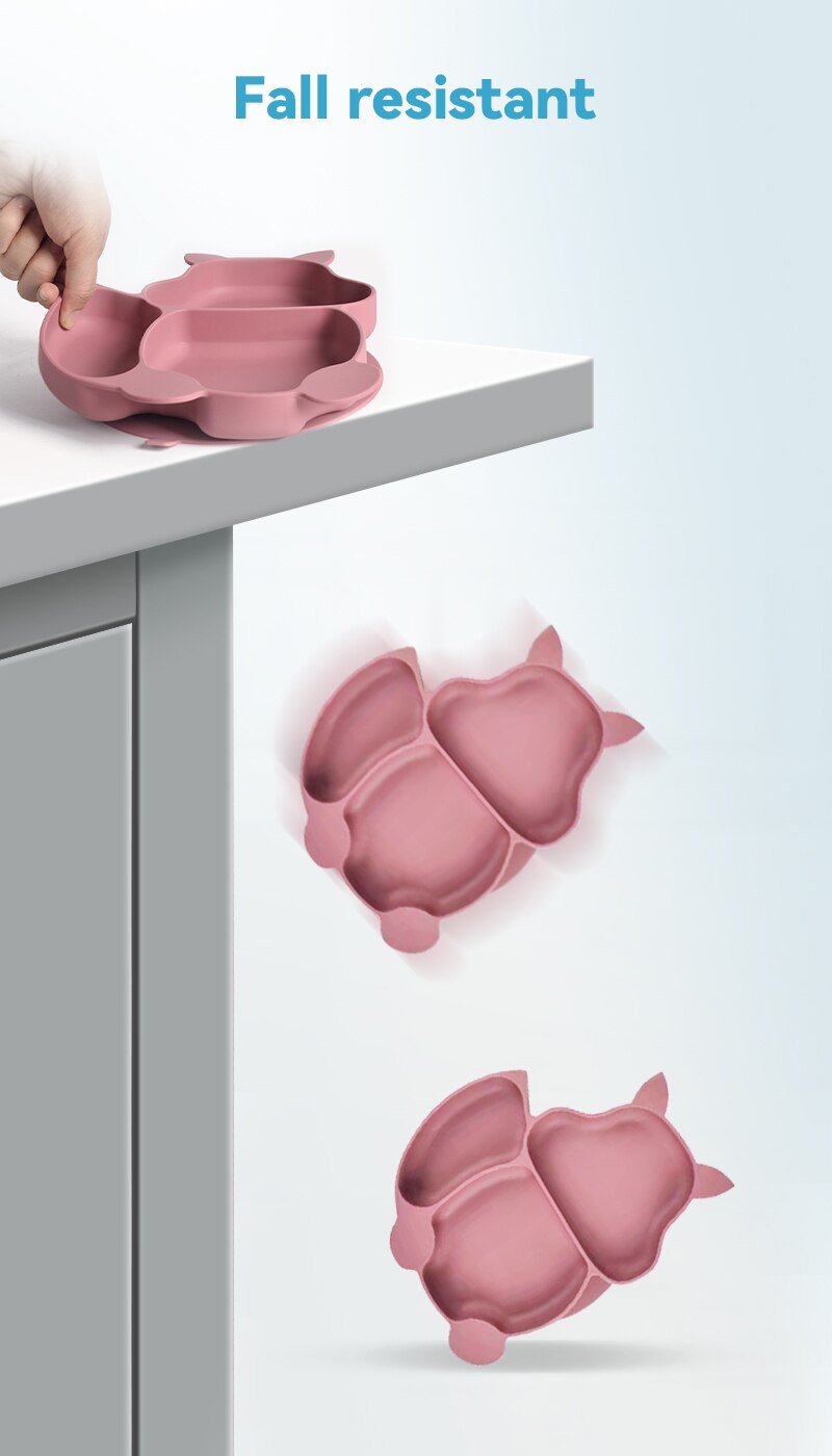 4/6/8 PCS Baby Soft Silicone Sucker Bowl Plate Cup Bibs Spoon Fork Sets Non-slip Tableware Children's Feeding Dishes BPA Free