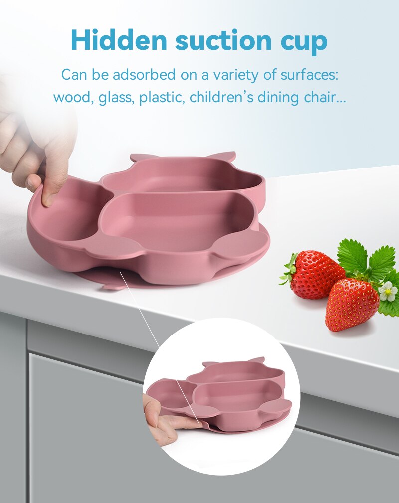 4/6/8 PCS Baby Soft Silicone Sucker Bowl Plate Cup Bibs Spoon Fork Sets Non-slip Tableware Children's Feeding Dishes BPA Free