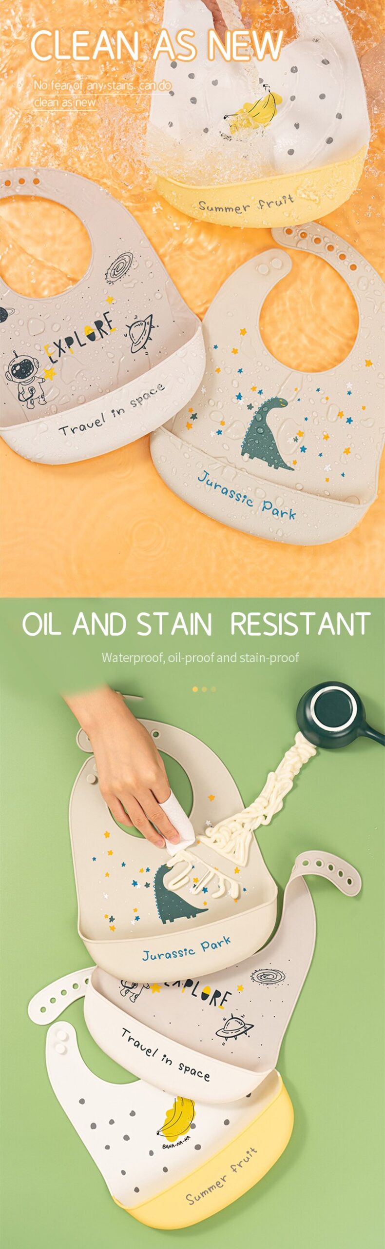 Silicone Baby Bib Waterproof Saliva Dripping Banana Bibs Cartoon Newborn Feeding Soft Aprons Baby Adjustable Burp Scarf