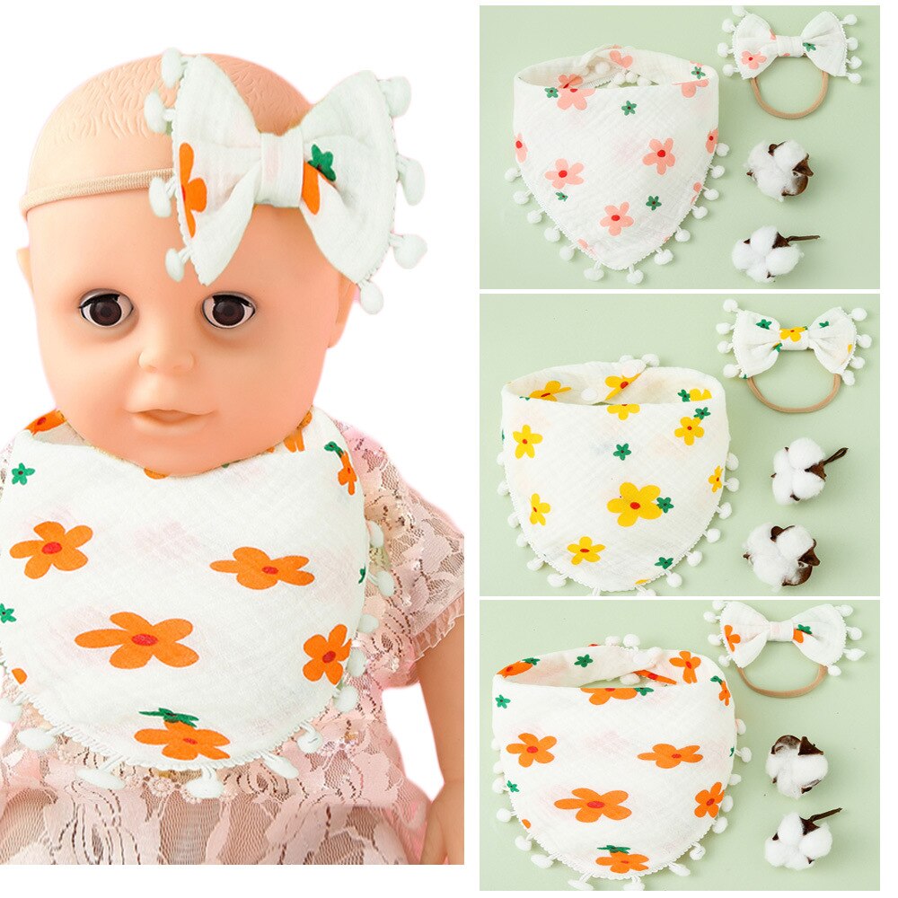 Newborn Bibs Infant Burp Cloths Baby Stuff Feeding Drool Bandana Saliva Towel Toddler Ruffle Floral Bib Baby Accessories