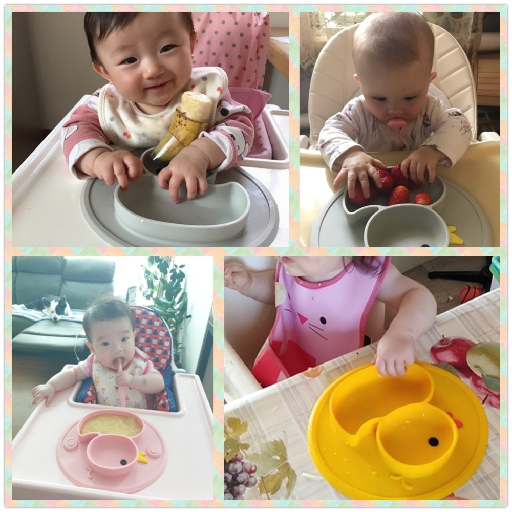 Anti-slip Baby Dishes Food Grade Silicone Plate for Toddler Self-Feeding Suction Placemat Baby stuff Bowl Plush Baby accessories
