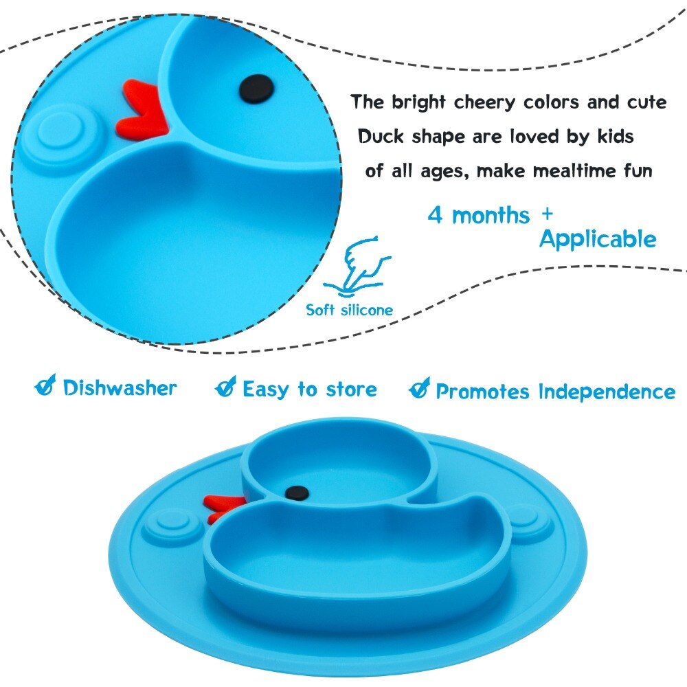 Anti-slip Baby Dishes Food Grade Silicone Plate for Toddler Self-Feeding Suction Placemat Baby stuff Bowl Plush Baby accessories