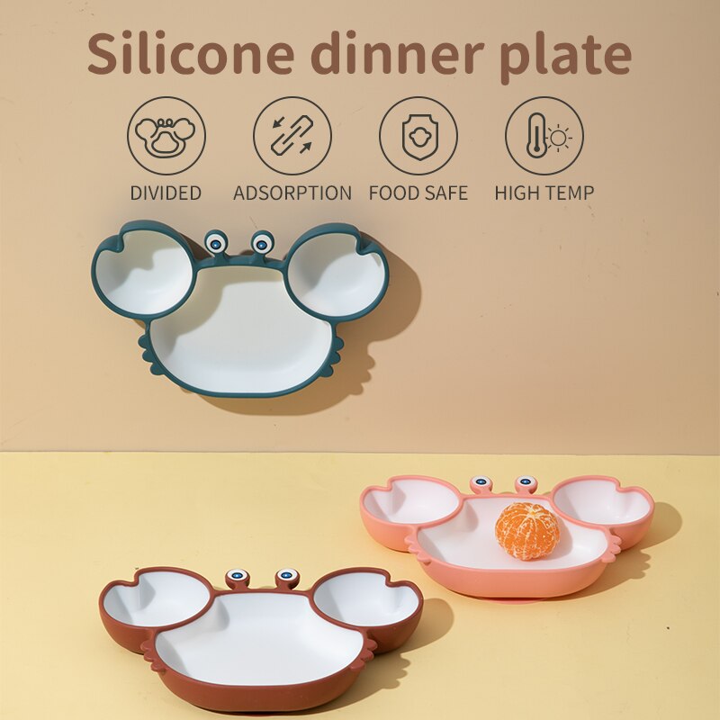 Baby Dish Baby Bowls Plates and Spoons Set Crab Kawaii Dishes Food Silicone Feeding Bowl Non-Slip Babies Tableware Kids Stuff Baby Dish Baby Bowls Plates and Spoons Set Crab Kawaii Dishes Food Silicone Feeding Bowl Non-Slip Babies Tableware Kids Stuff