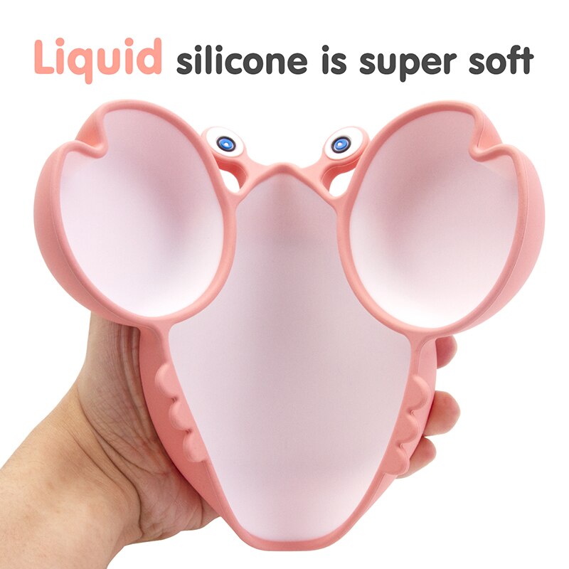 Baby Dish Baby Bowls Plates and Spoons Set Crab Kawaii Dishes Food Silicone Feeding Bowl Non-Slip Babies Tableware Kids Stuff