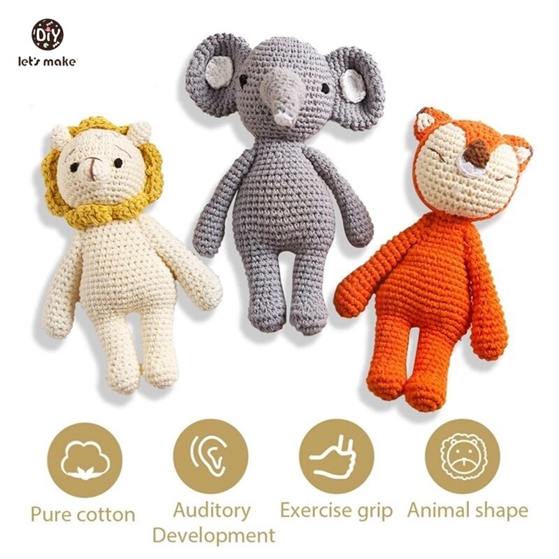 1Pc Baby Toy Handmade Crochet Rattle Plush Dolls Cartoon Animal Elephant Stuffed Toys Soothing Baby Sleeping Kids Christmas Gift 1Pc Baby Toy Handmade Crochet Rattle Plush Dolls Cartoon Animal Elephant Stuffed Toys Soothing Baby Sleeping Kids Christmas Gift