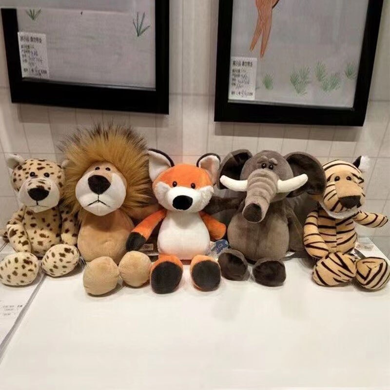 Forest Brothers Doll Lion Tiger Elephant Giraffe Dog Plush Stuffed Toy Children's Doll Birthday Gift Jungle Animal
