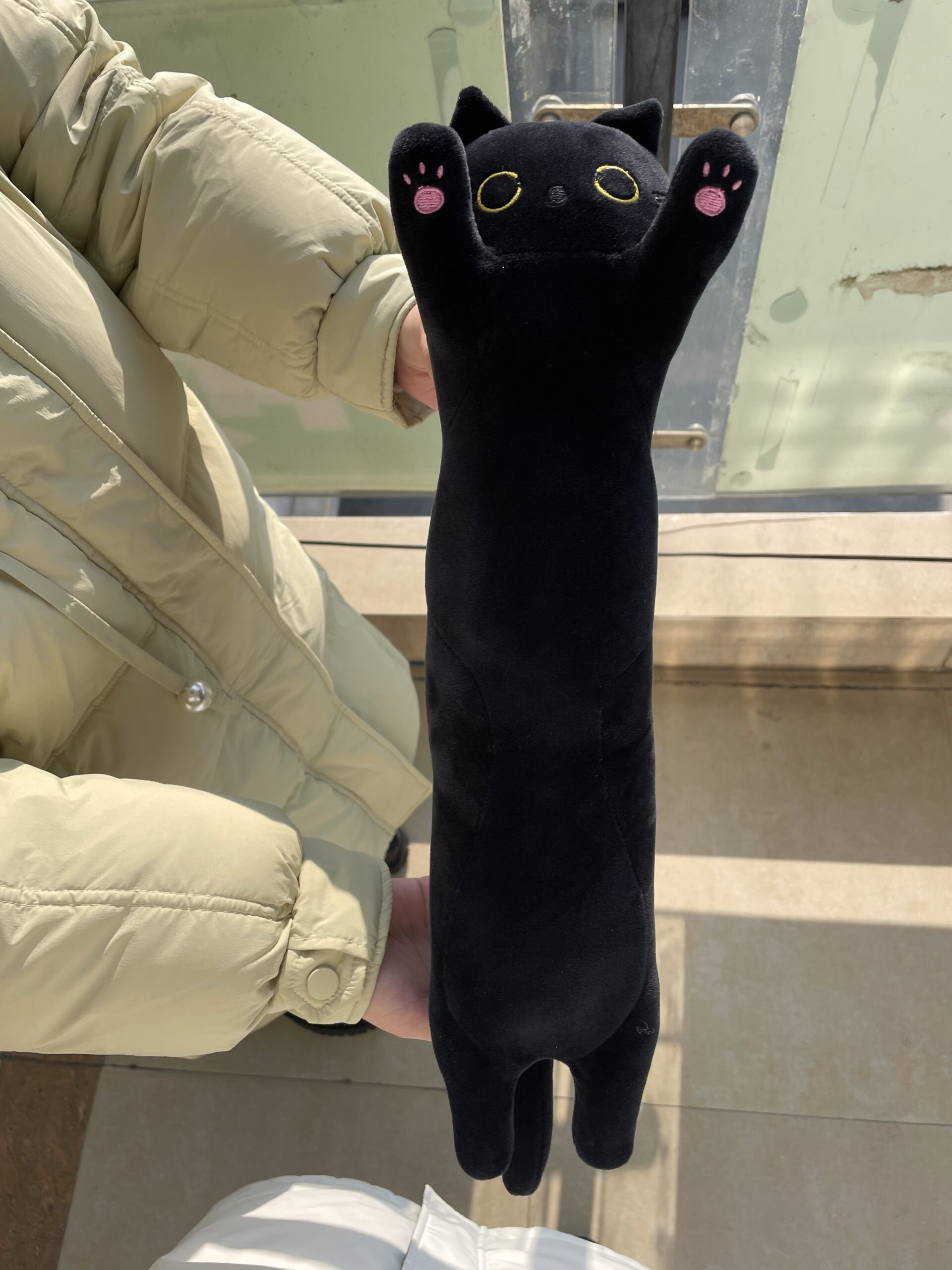 50cm New Long Cat Plush Pillow With Fish Heart Kawaii Soft Stuffed Toy Plushie Squishy Kitten Cushion Birthday Gifts For Girls