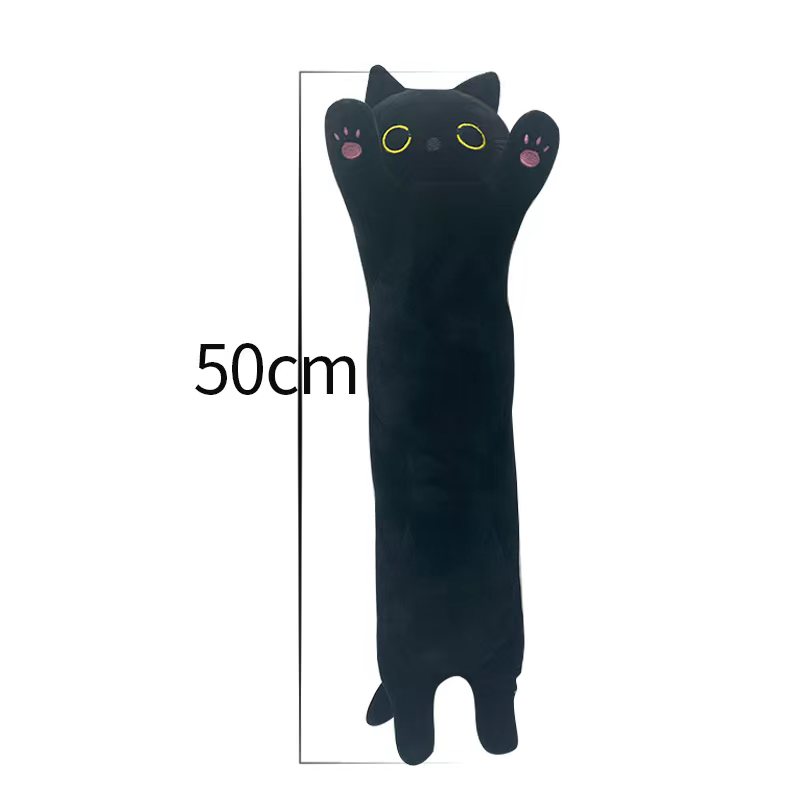 50cm New Long Cat Plush Pillow With Fish Heart Kawaii Soft Stuffed Toy Plushie Squishy Kitten Cushion Birthday Gifts For Girls