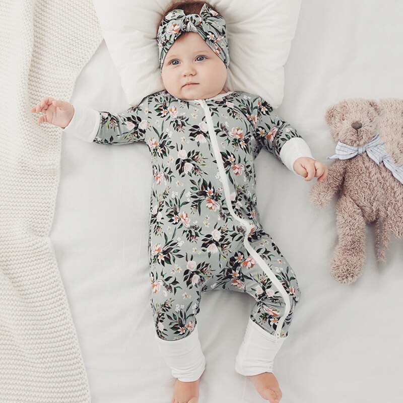 Bamboo Fiber Baby Zippered Romper Printed Baby Boy Girl Clothes Newborn One-piece Bodysuit Baby Onesie Bamboo Baby Clothing