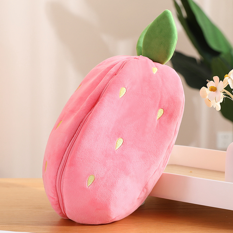 New Cosplay Strawberry Carrot Rabbit Plush Toy Stuffed Creative Bag Into Fruit Transform Baby Cuddly Bunny Plushie Doll for Kids