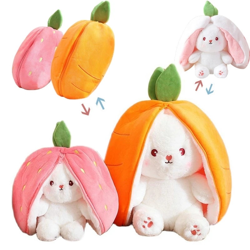 New Cosplay Strawberry Carrot Rabbit Plush Toy Stuffed Creative Bag Into Fruit Transform Baby Cuddly Bunny Plushie Doll for Kids New Cosplay Strawberry Carrot Rabbit Plush Toy Stuffed Creative Bag Into Fruit Transform Baby Cuddly Bunny Plushie Doll for Kids