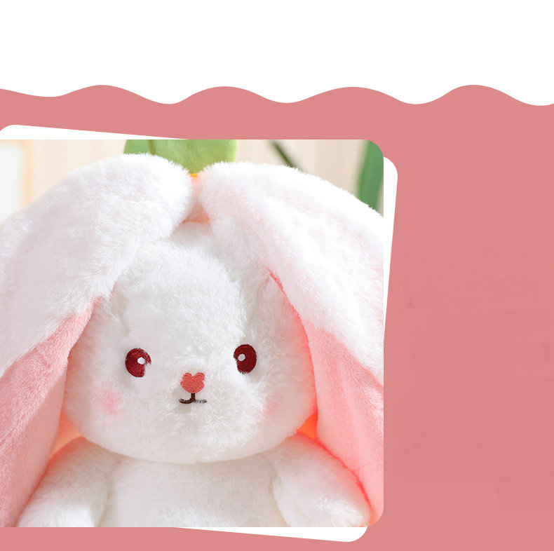 New Cosplay Strawberry Carrot Rabbit Plush Toy Stuffed Creative Bag Into Fruit Transform Baby Cuddly Bunny Plushie Doll for Kids