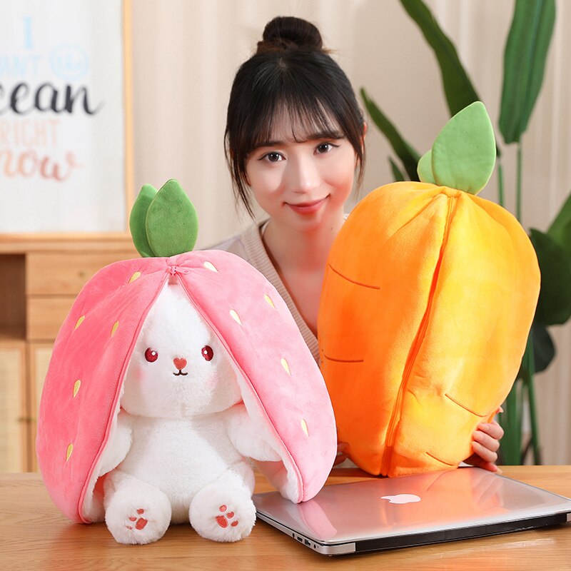 New Cosplay Strawberry Carrot Rabbit Plush Toy Stuffed Creative Bag Into Fruit Transform Baby Cuddly Bunny Plushie Doll for Kids New Cosplay Strawberry Carrot Rabbit Plush Toy Stuffed Creative Bag Into Fruit Transform Baby Cuddly Bunny Plushie Doll for Kids