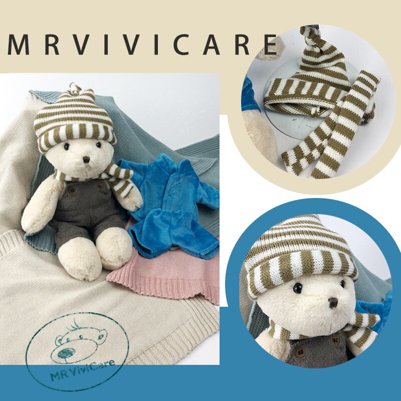 1pc 32cm Stuffed High Quality Classic Teddy Bear Plush Toys Cute Bear With Overalls And Pajamas  Dolls Lovely Gift For Girls