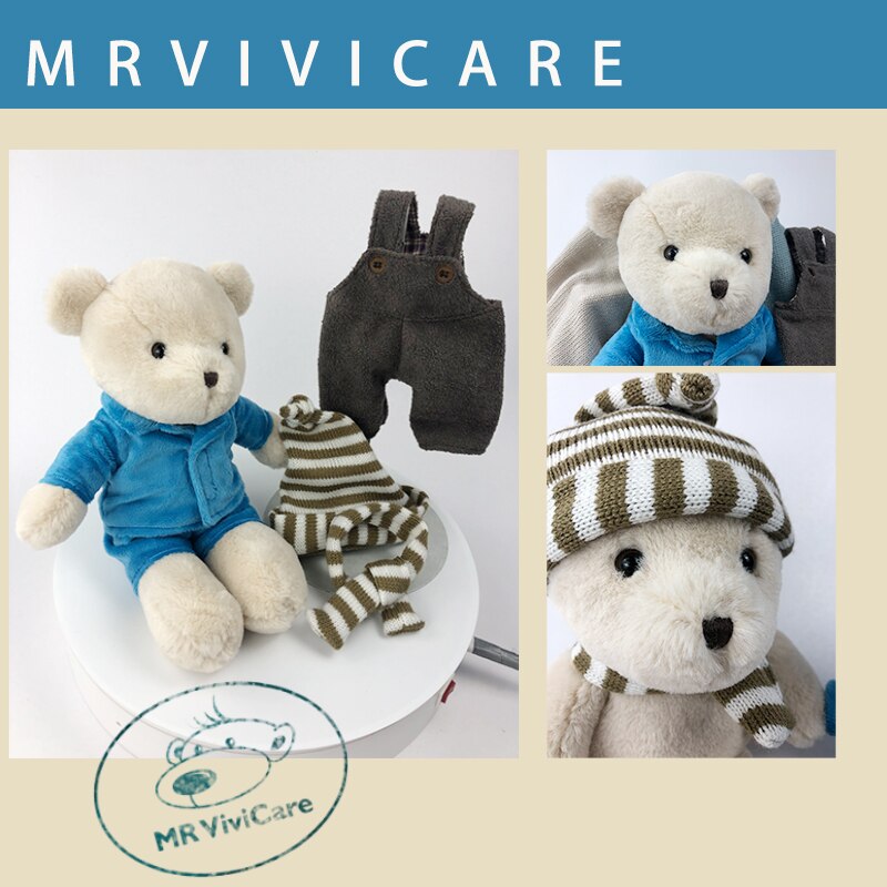 1pc 32cm Stuffed High Quality Classic Teddy Bear Plush Toys Cute Bear With Overalls And Pajamas  Dolls Lovely Gift For Girls