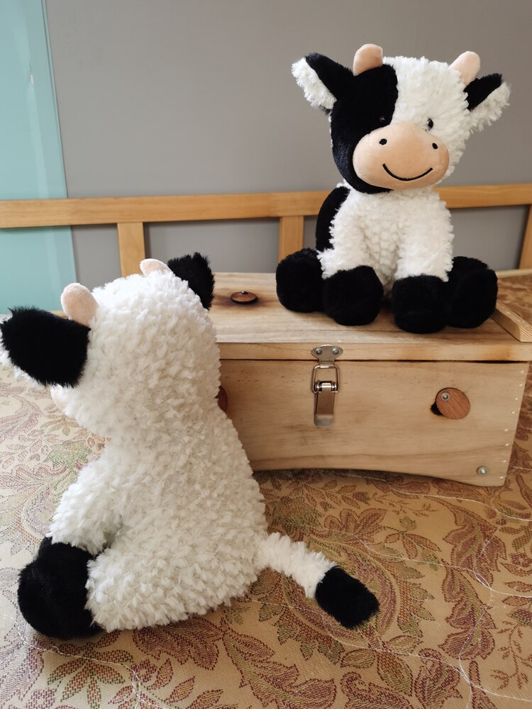 23cm Cute Sitting Milk Cow Cartoon Plush Toy New Design Lifelike Cattle Plushie Doll Kawaii Room Decor Stuffed Toys For Children