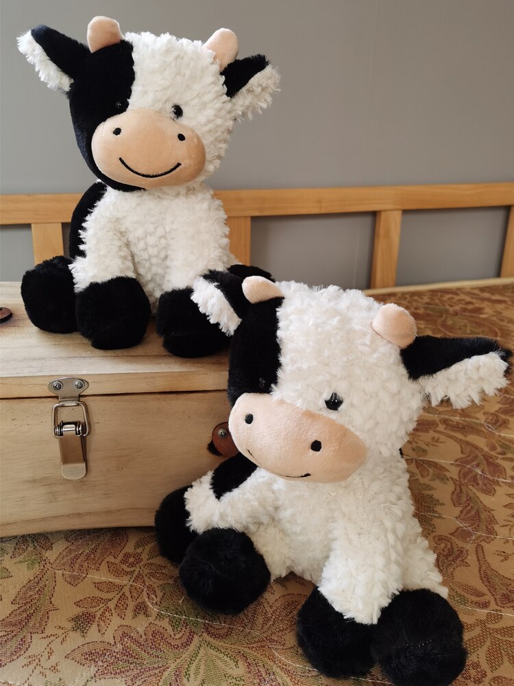 23cm Cute Sitting Milk Cow Cartoon Plush Toy New Design Lifelike Cattle Plushie Doll Kawaii Room Decor Stuffed Toys For Children