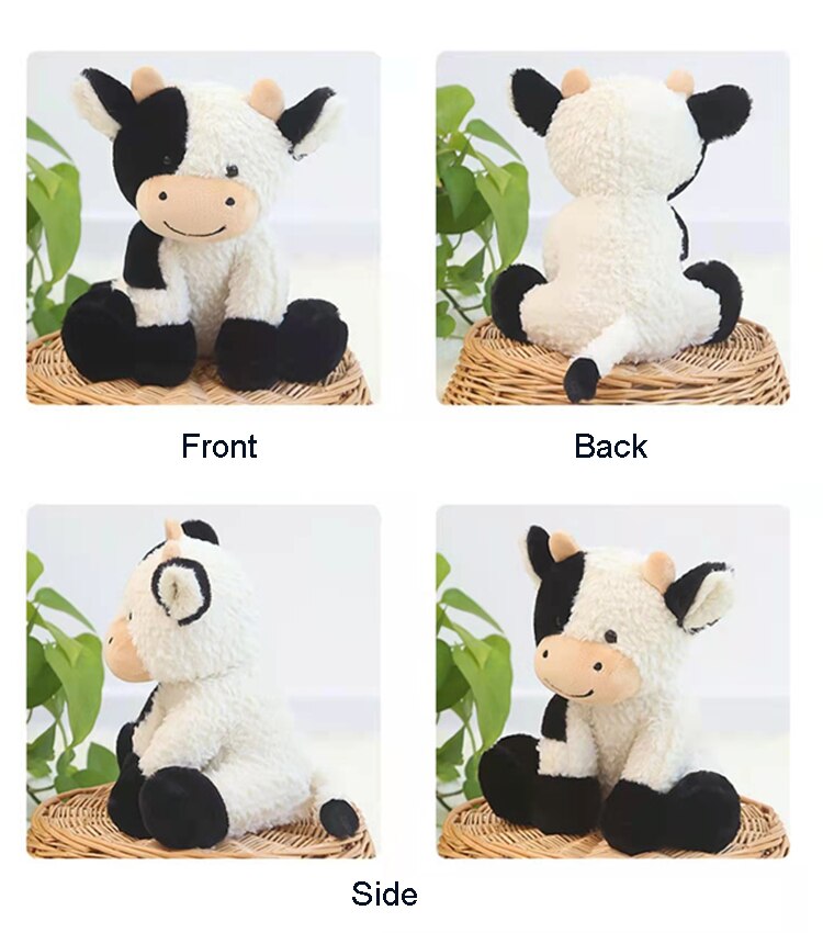 23cm Cute Sitting Milk Cow Cartoon Plush Toy New Design Lifelike Cattle Plushie Doll Kawaii Room Decor Stuffed Toys For Children