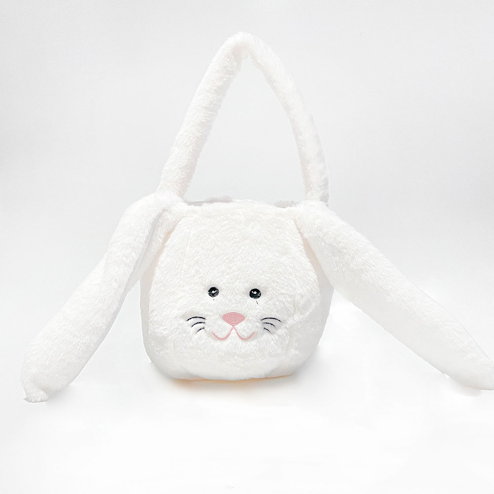 1pc Easter Bunny Basket Plush Buckets Eggs Candy Decor Plush Easter Bunny Basket for Kids Boys Girls Easter Bucket with Long Ear